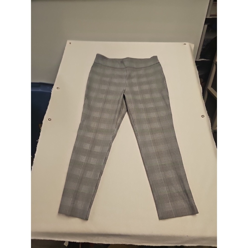 Counterparts Grey Glen Plaid Pull On Dress Pants Womens 16 Slim Leg Office Wear